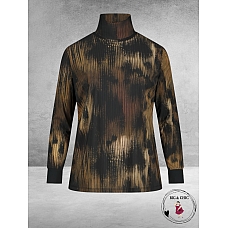 PLUS BASICS Shirt TURTLE NECK WINTER PLISSE